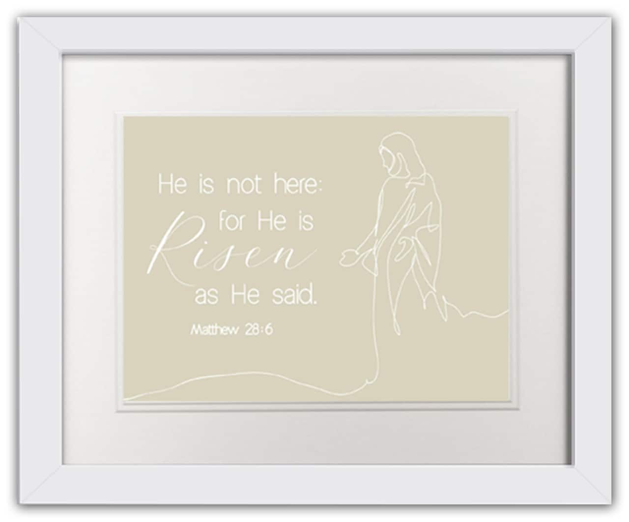 Risen Bible Jesus 4 11" x 14" White Framed Print Under Plexiglass